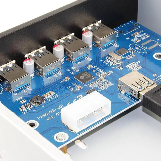 Alt view image 4 of 4 - EnLabs FP525U34M PC Case 5.25 inch front panel 4 Ports USB 3.0 USB Hub w/ Molex 4pin Power Connecor(USB 3.0 20pin Connector & 2.6ft Adapter Cable)