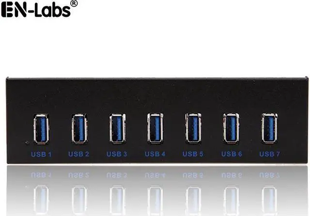 Main image of EnLabs FP525U37M PC Case 5.25 inch front panel 7 Ports USB 3.0 USB Hub w/ Molex 4pin Power Connecor(USB 3.0 20pin Connector & 2.6ft Adapter Cable)