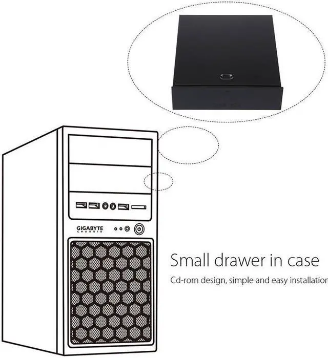Alt view image 5 of 5 - Enlabs FP525BOX 5.25" Bay Metal Case Box Organizer Drawer for Storage Devices,Memory Cards,USB Flash Drive, Accessories - Black