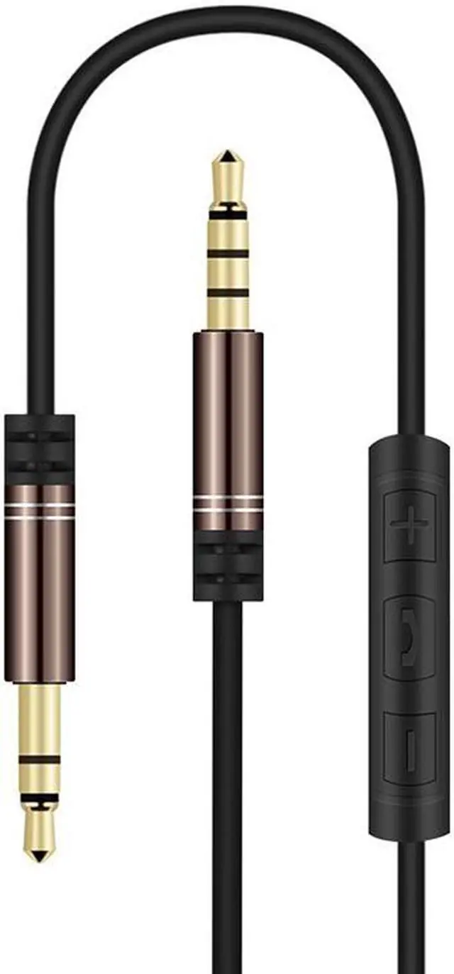 Alt view image 2 of 6 - EnLabs 35RMMIC1MCO 3.5mm Aux Stereo Audio Cable w/ Mic and Volume Control In-line Remote Male Auxiliary Cord for Car, Headphone, iPhone, Computer Music and Voice Streaming -3.3ft - Black Coffee