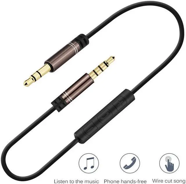 Alt view image 4 of 6 - EnLabs 35RMMIC1MCO 3.5mm Aux Stereo Audio Cable w/ Mic and Volume Control In-line Remote Male Auxiliary Cord for Car, Headphone, iPhone, Computer Music and Voice Streaming -3.3ft - Black Coffee