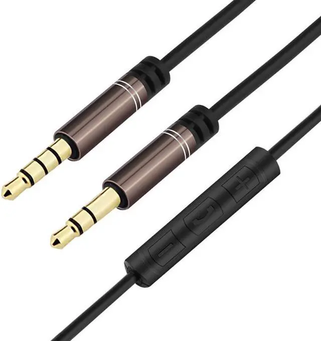 Alt view image 3 of 6 - EnLabs 35RMMIC1MCO 3.5mm Aux Stereo Audio Cable w/ Mic and Volume Control In-line Remote Male Auxiliary Cord for Car, Headphone, iPhone, Computer Music and Voice Streaming -3.3ft - Black Coffee