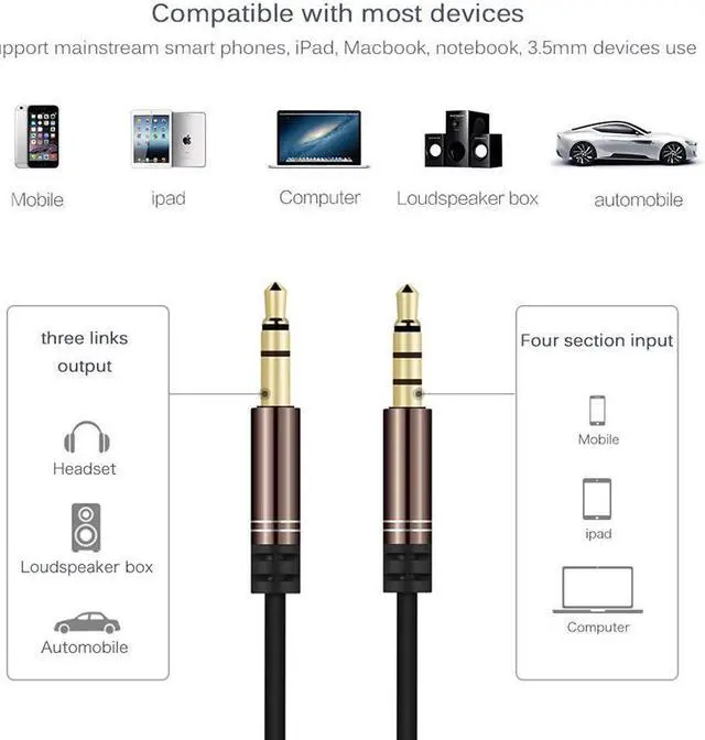 Alt view image 6 of 6 - EnLabs 35RMMIC1MCO 3.5mm Aux Stereo Audio Cable w/ Mic and Volume Control In-line Remote Male Auxiliary Cord for Car, Headphone, iPhone, Computer Music and Voice Streaming -3.3ft - Black Coffee