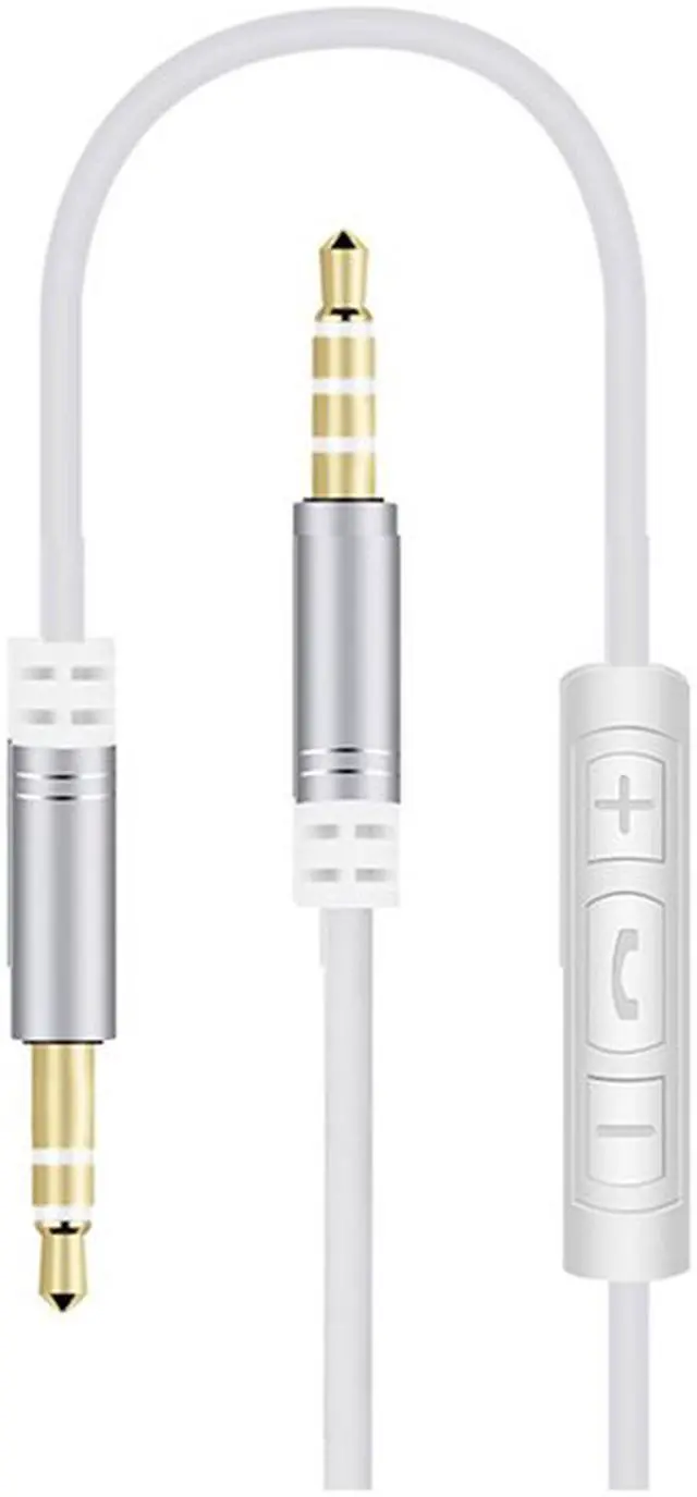 Alt view image 2 of 6 - EnLabs 35RMMIC1MGY 3.5mm Aux Stereo Audio Cable w/ Mic and Volume Control In-line Remote Male Auxiliary Cord for Car, Headphone, iPhone, Computer Music and Voice Streaming -3.3ft - White Gray