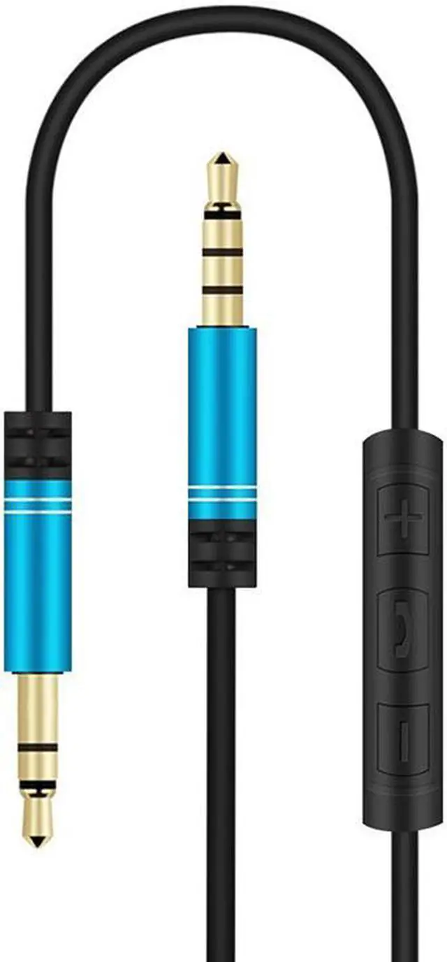 Alt view image 3 of 7 - EnLabs 35RMMIC1MBL 3.5mm Aux Stereo Audio Cable w/ Mic and Volume Control In-line Remote Male Auxiliary Cord for Car, Headphone, iPhone, Computer Music and Voice Streaming -3.3ft - Black Blue