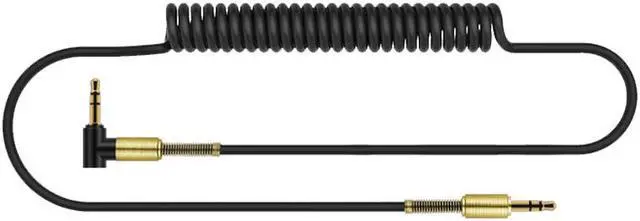 Alt view image 2 of 5 - EnLabs CAR35MM1.5MBK Coiled 90 Degree 3.5mm Male to Male Stereo Audio Cable for Car Aux Port,Gold Plated (4.5 FT Stretched Length) - Black