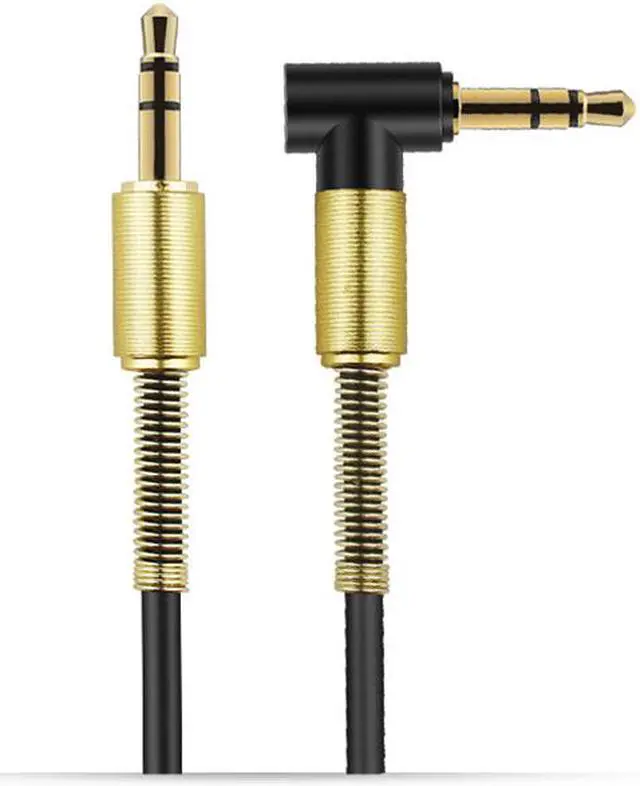 Alt view image 3 of 5 - EnLabs CAR35MM1.5MBK Coiled 90 Degree 3.5mm Male to Male Stereo Audio Cable for Car Aux Port,Gold Plated (4.5 FT Stretched Length) - Black