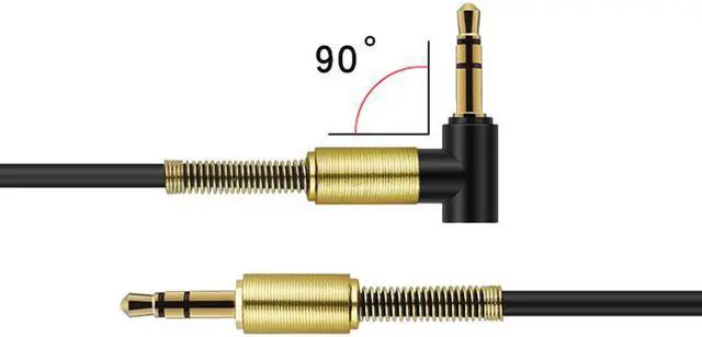 Alt view image 5 of 5 - EnLabs CAR35MM1.5MBK Coiled 90 Degree 3.5mm Male to Male Stereo Audio Cable for Car Aux Port,Gold Plated (4.5 FT Stretched Length) - Black