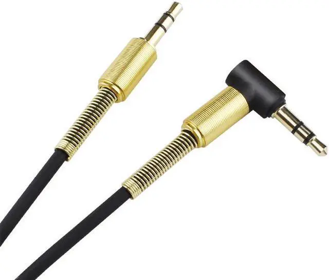 Alt view image 4 of 5 - EnLabs CAR35MM1.5MBK Coiled 90 Degree 3.5mm Male to Male Stereo Audio Cable for Car Aux Port,Gold Plated (4.5 FT Stretched Length) - Black