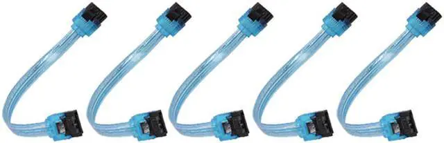 Alt view image 3 of 3 - EnLabs 5PKSATAIII15CMBL 5 Pack SATA 3.0 6Gbps Straight HDD SDD Data Cable w/ Locking Latch - UV Blue - 6 inch