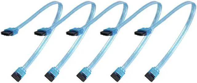 Alt view image 2 of 4 - EnLabs 5PKSATAIII25CMBL 5 Pack SATA 3.0 6Gbps Straight HDD SDD Data Cable w/ Locking Latch - UV Blue - 10 inch