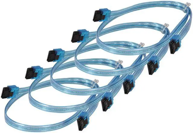 Alt view image 2 of 4 - EnLabs 5PKSATAIII60CMBL 5 Pack SATA 3.0 6Gbps Straight HDD SDD Data Cable w/ Locking Latch - UV Blue - 24 inch