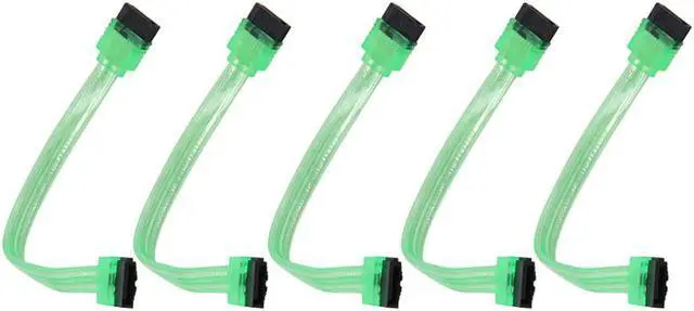 Alt view image 3 of 3 - EnLabs 5PKSATAIII15CMGN 5 Pack SATA 3.0 6Gbps Straight HDD SDD Data Cable w/ Locking Latch - UV Green - 6 inch