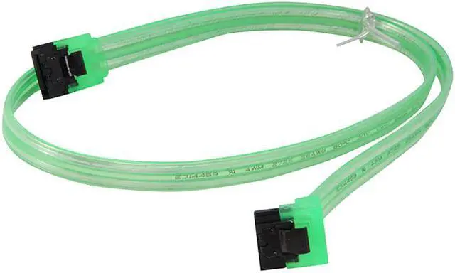 Alt view image 2 of 3 - EnLabs 5PKSATAIII60CMGN90 5 Pack SATA 3.0 6Gbps Straight to 90 Degree Angle HDD SDD Data Cable w/ Locking Latch - UV Green - 24 inch