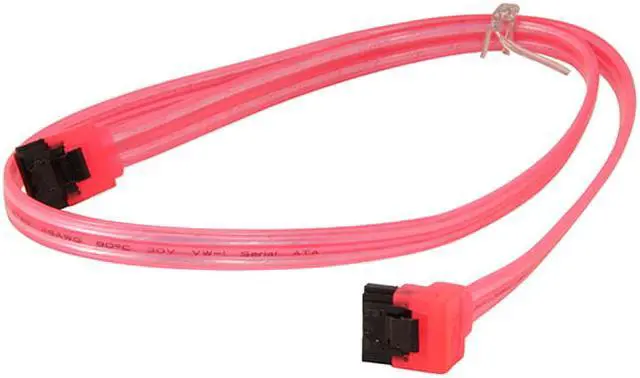 Alt view image 2 of 3 - EnLabs 5PKSATAIII60CMRD90 5 Pack SATA 3.0 6Gbps Straight to 90 Degree Angle HDD SDD Data Cable w/ Locking Latch - UV Red - 24 inch