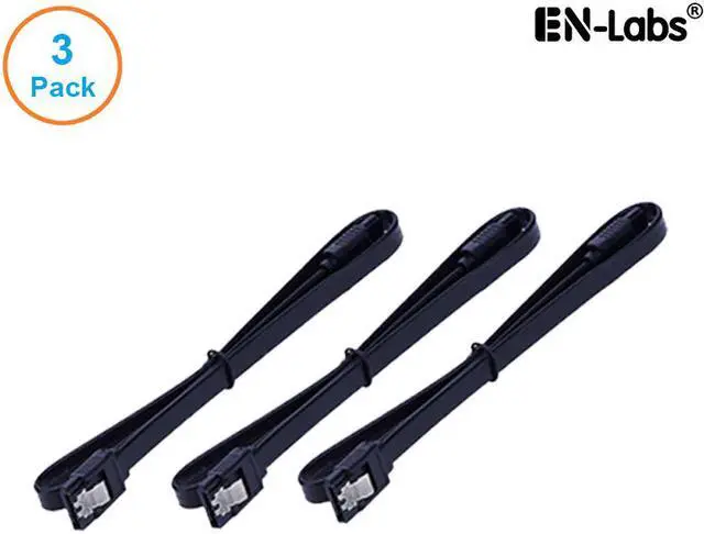 Main image of EnLabs 3PKSATAIII18BK 3 Pack SATA 3.0 6Gbps Straight HDD SDD Data Cable w/ Locking Latch - Black - 18 inch