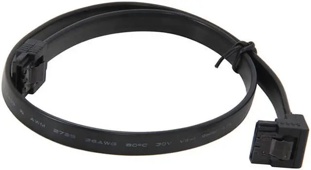 Alt view image 2 of 4 - EnLabs 3PKSATAIII18BKA 3 Pack SATA 3.0 6Gbps Straight to 90 Degree Right-Angle HDD SDD Data Cable w/ Locking Latch - Black - 18 inch