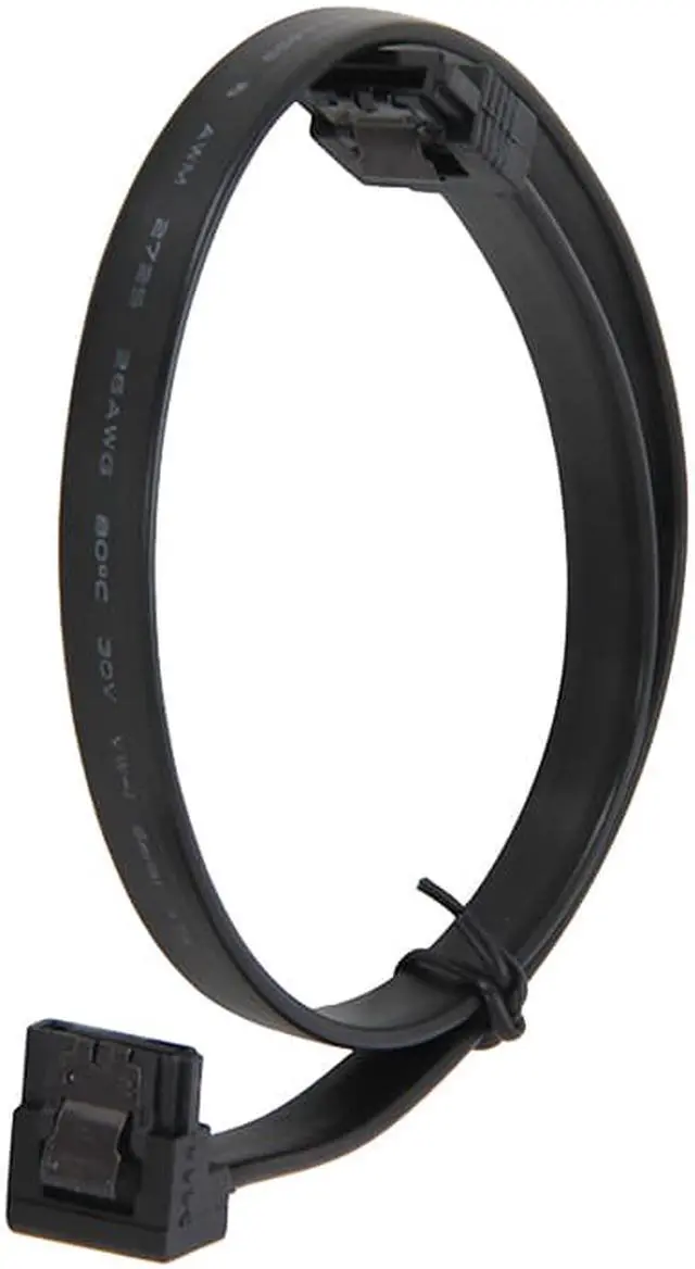 Alt view image 4 of 4 - EnLabs 3PKSATAIII18BKA 3 Pack SATA 3.0 6Gbps Straight to 90 Degree Right-Angle HDD SDD Data Cable w/ Locking Latch - Black - 18 inch