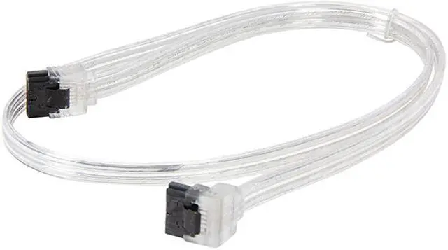 Alt view image 2 of 3 - EnLabs 3PKSATAIII18CLA 3 Pack SATA 3.0 6Gbps Straight to 90 Degree Right-Angle HDD SDD Data Cable w/ Locking Latch - Clear - 18 inch