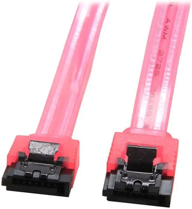 Alt view image 3 of 3 - EnLabs 3PKSATAIII18RD 3 Pack SATA 3.0 6Gbps Straight HDD SDD Data Cable w/ Locking Latch - UV Red - 18 inch