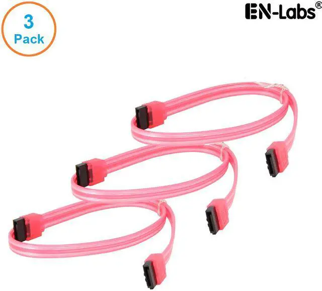 Main image of EnLabs 3PKSATAIII18RD 3 Pack SATA 3.0 6Gbps Straight HDD SDD Data Cable w/ Locking Latch - UV Red - 18 inch