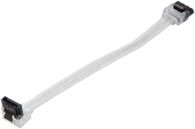 Alt view image 2 of 4 - EnLabs 3PKSATAIII6CLA 3 Pack SATA 3.0 6Gbps Straight to 90 Degree Right-Angle HDD SDD Data Cable w/ Locking Latch - Clear - 6 inch