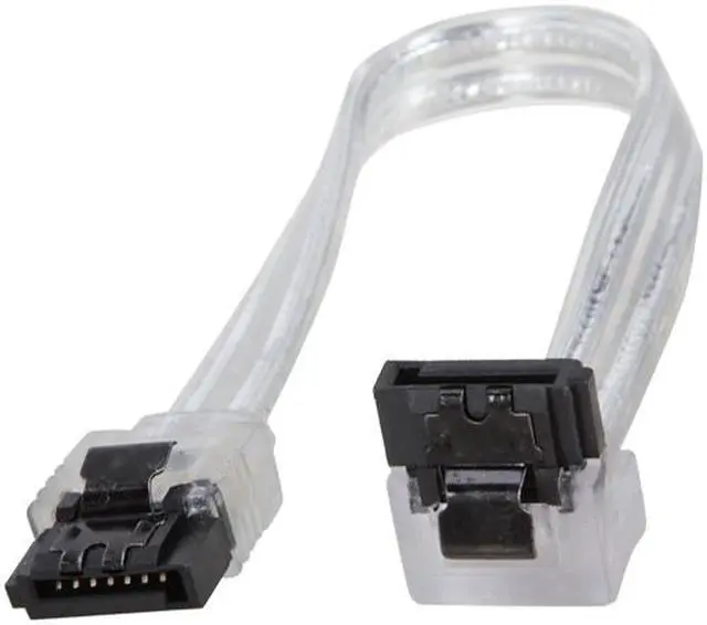 Alt view image 3 of 4 - EnLabs 3PKSATAIII6CLA 3 Pack SATA 3.0 6Gbps Straight to 90 Degree Right-Angle HDD SDD Data Cable w/ Locking Latch - Clear - 6 inch