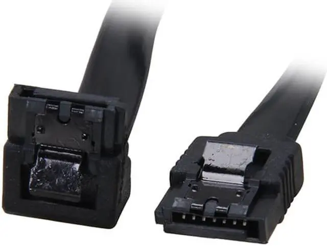 Alt view image 3 of 4 - EnLabs 3PKSATAIII6BKA 3 Pack SATA 3.0 6Gbps Straight to 90 Degree Right-Angle HDD SDD Data Cable w/ Locking Latch - Black - 6 inch