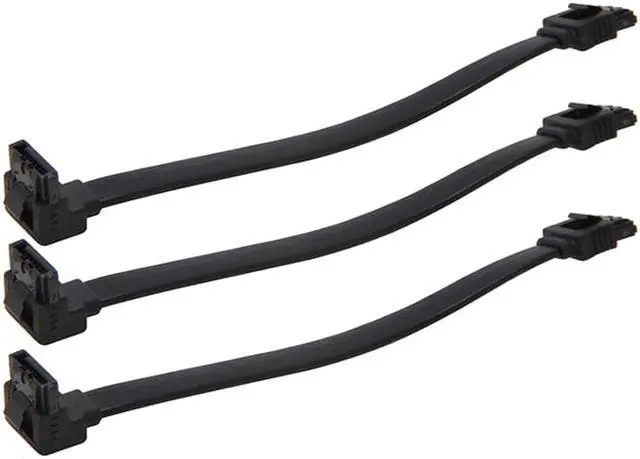 Alt view image 4 of 4 - EnLabs 3PKSATAIII6BKA 3 Pack SATA 3.0 6Gbps Straight to 90 Degree Right-Angle HDD SDD Data Cable w/ Locking Latch - Black - 6 inch