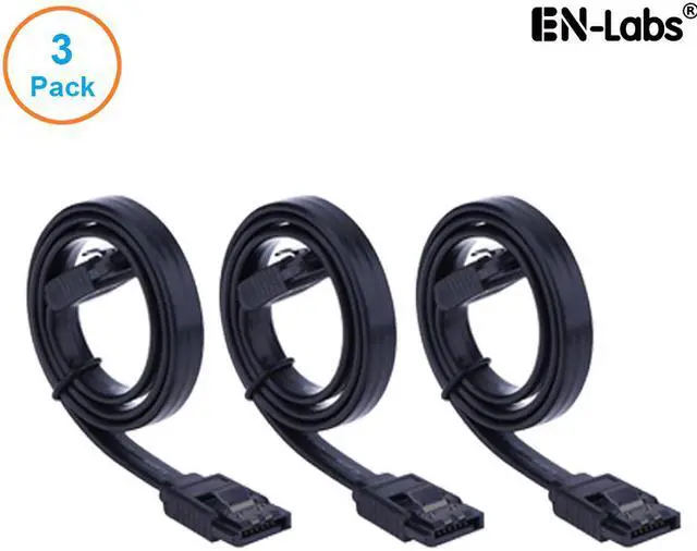Main image of EnLabs 3PKSATAIII24BK 3 Pack SATA 3.0 6Gbps Straight HDD SDD Data Cable w/ Locking Latch - Black - 24 inch