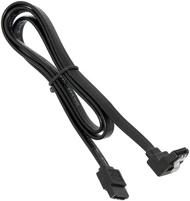 Alt view image 3 of 5 - EnLabs 3PKSATAIII24BKA 3 Pack SATA 3.0 6Gbps Straight to 90 Degree Right-Angle HDD SDD Data Cable w/ Locking Latch - Black - 24 inch