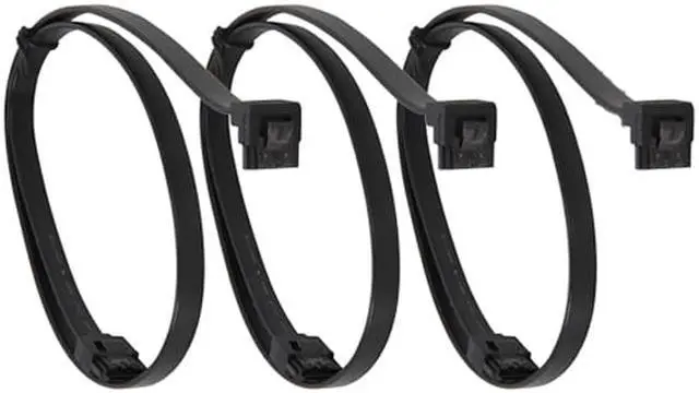 Alt view image 2 of 5 - EnLabs 3PKSATAIII24BKA 3 Pack SATA 3.0 6Gbps Straight to 90 Degree Right-Angle HDD SDD Data Cable w/ Locking Latch - Black - 24 inch