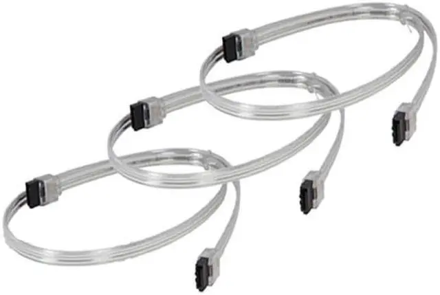 Alt view image 2 of 4 - EnLabs 3PKSATAIII24CL 3 Pack SATA 3.0 6Gbps Straight HDD SDD Data Cable w/ Locking Latch - Clear - 24 inch