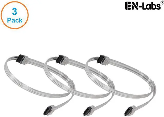 Main image of EnLabs 3PKSATAIII24CL 3 Pack SATA 3.0 6Gbps Straight HDD SDD Data Cable w/ Locking Latch - Clear - 24 inch