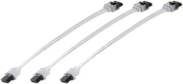 Alt view image 2 of 4 - EnLabs 3PKSATAIII10CL 3 Pack SATA 3.0 6Gbps Straight HDD SDD Data Cable w/ Locking Latch - Clear - 10 inch
