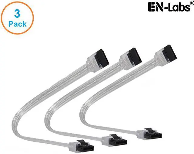 Main image of EnLabs 3PKSATAIII10CL 3 Pack SATA 3.0 6Gbps Straight HDD SDD Data Cable w/ Locking Latch - Clear - 10 inch