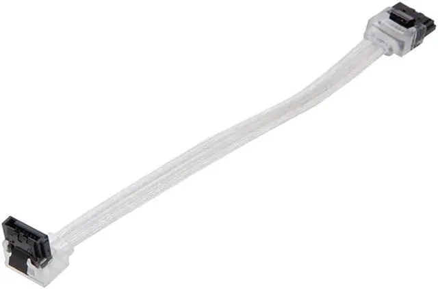 Alt view image 2 of 4 - EnLabs 3PKSATAIII10CLA 3 Pack SATA 3.0 6Gbps Straight to 90 Degree Right-Angle HDD SDD Data Cable w/ Locking Latch - Clear - 10 inch