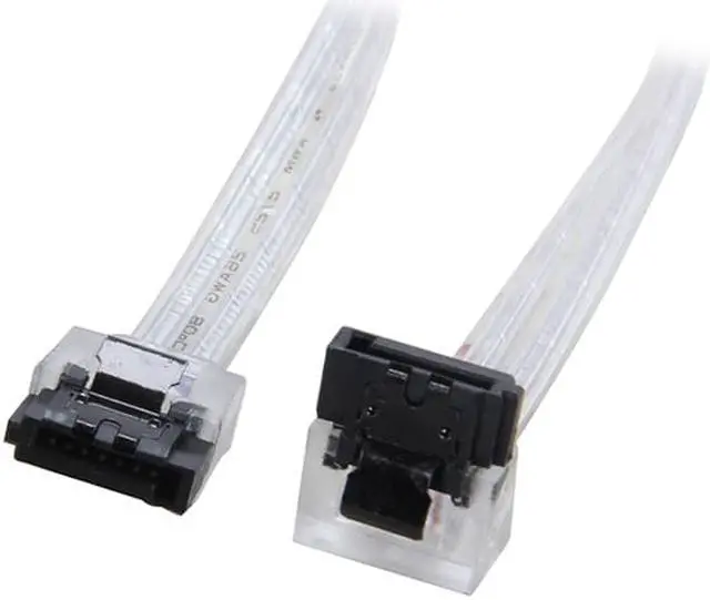 Alt view image 4 of 4 - EnLabs 3PKSATAIII10CLA 3 Pack SATA 3.0 6Gbps Straight to 90 Degree Right-Angle HDD SDD Data Cable w/ Locking Latch - Clear - 10 inch