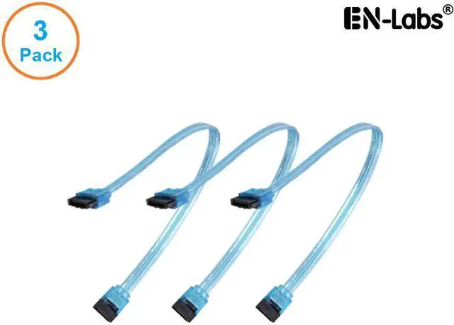 Main image of EnLabs 3PKSATAIII10BL 3 Pack SATA 3.0 6Gbps Straight HDD SDD Data Cable w/ Locking Latch - UV Blue - 10 inch