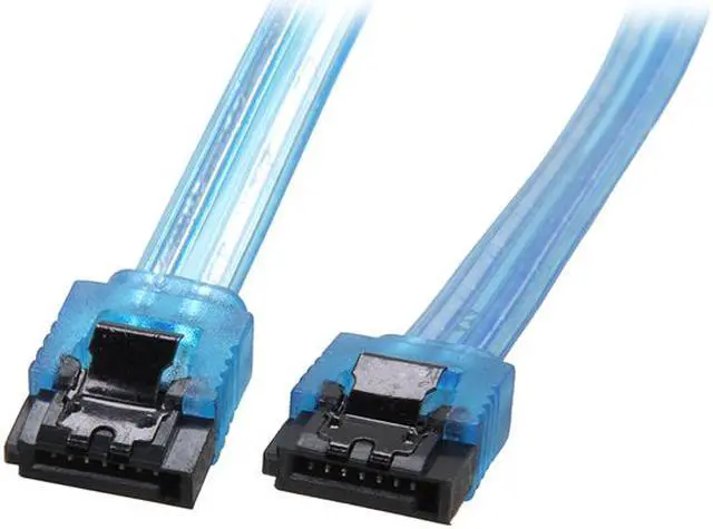 Alt view image 3 of 3 - EnLabs 3PKSATAIII10BL 3 Pack SATA 3.0 6Gbps Straight HDD SDD Data Cable w/ Locking Latch - UV Blue - 10 inch