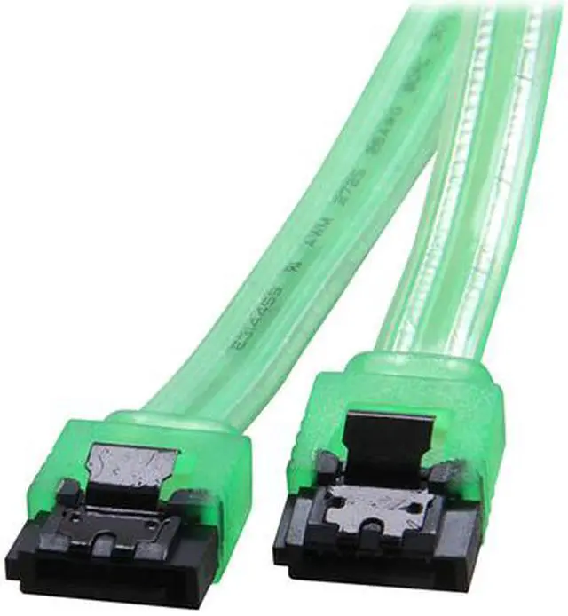 Alt view image 3 of 3 - EnLabs 3PKSATAIII10GN 3 Pack SATA 3.0 6Gbps Straight HDD SDD Data Cable w/ Locking Latch - UV Green - 10 inch