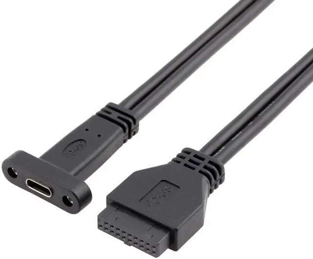 Alt view image 3 of 4 - EnLabs PCIUSB20P2CF50CM 1.64FT Motherboard USB 20pin to USB 3.1 Type-C Female Adapter w/ PCI Slot Cover Bracket,w/ 5Gbps Data Transfer Speed - Black