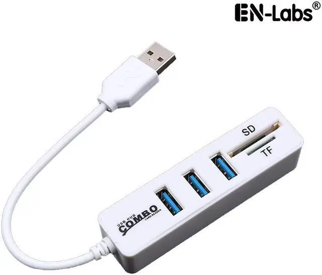 Main image of EnLabs U2HUB3PSDCR 3 Ports USB 2.0 Hub Combo SD/TF Card Reader,Portable USB 2.0 Hub with T-Flash/SD card reader combo for laptop,camera