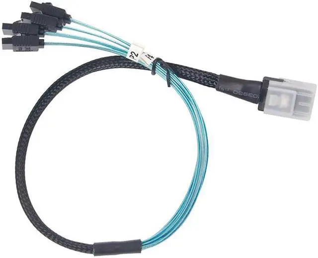 Alt view image 2 of 6 - EnLabs SFF80874SATA50CM Internal Mini SAS to 4 x SATA Cable (SFF-8087 to SATA Forward Breakout),Mini SAS Host/Controller to 4 SATA Target/Backplane-1.64ft