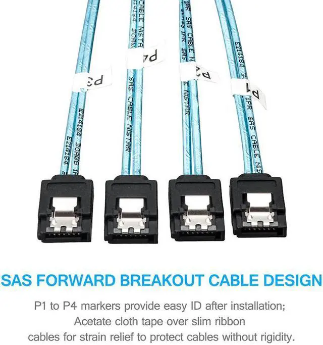 Alt view image 5 of 6 - EnLabs SFF80874SATA1M Internal Mini SAS to 4 x SATA Cable (SFF-8087 to SATA Forward Breakout),Mini SAS Host/Controller to 4 SATA Target/Backplane-3.3ft