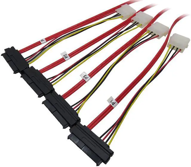 Alt view image 3 of 5 - EnLabs SFF80874XSAS84821M Internal Mini SAS SFF-8087 to 4 x SAS 29pin SFF-8482 Cable w/ Molex 4pin Power ,Mini SAS Host/Controller to 4 SAS SFF-8482 Target/Backplane-3.3ft