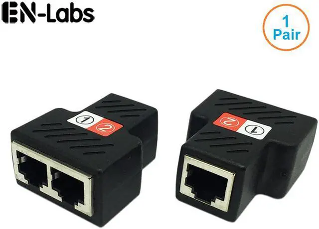 Main image of Enlabs PRRJ45SPL1X2 1Pair(2pcs) RJ45 Splitter Adapter, RJ45 Female 1 to 2 port Female Ethernet Coupler,Supports two devices access  the Internet simultaneously