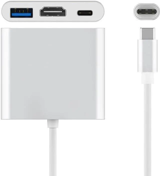 Alt view image 2 of 6 - USBC2HDUAPD USB Type-C to HDMI-compatible 4K2K+USB 3.0+USB-C PD 20V5A Charging Port Adapter Cable Converter (DP ALT Mode) for MacBook/Chromebook Pixel/Sumsang Galaxy S8/S9/Lenovo Yoga 900/DELL XPS13
