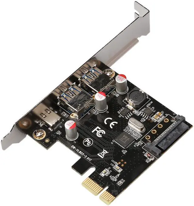 Alt view image 3 of 5 - EnLabs PCIEU3A2CS USB 3.1 GEN 1(5Gbps)Type-C + 2 USB 3.0 Type-A PCI-e Express Card Desktop PCI Express Add On Card Adapter,Power by SATA