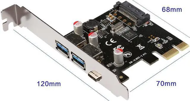Alt view image 4 of 5 - EnLabs PCIEU3A2CS USB 3.1 GEN 1(5Gbps)Type-C + 2 USB 3.0 Type-A PCI-e Express Card Desktop PCI Express Add On Card Adapter,Power by SATA